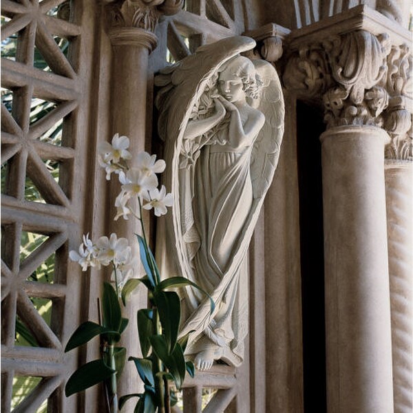 Santa Cross Angel Wall Frieze Medium Plaque Cemetery Heavenly Statue